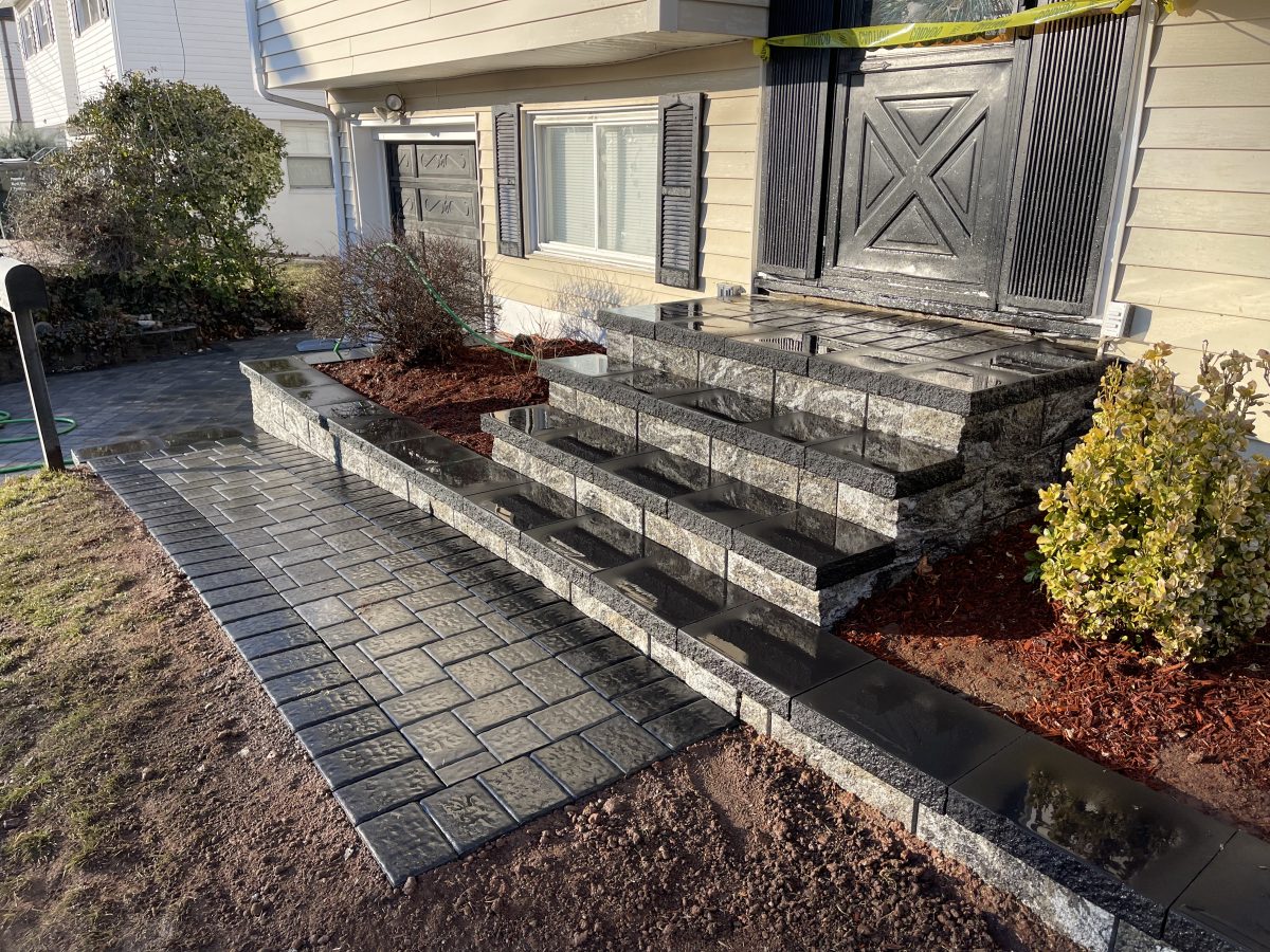 Paver Pathway, Wall and New Front Door Step in Sayreville, NJ